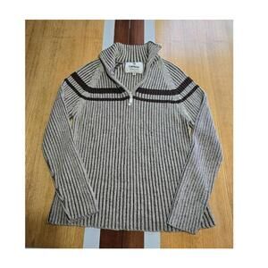 Carbon Cozy Brown Ribbed Zip Sweater